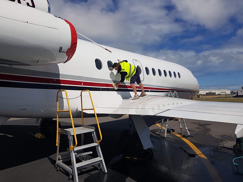 A visiting Hollywood superstar had us detail his plane The photo of plane the photo show our detailers at work - Gallery of cool detailing jobs
